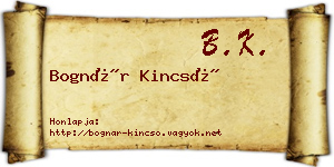 Bognár Kincső névjegykártya